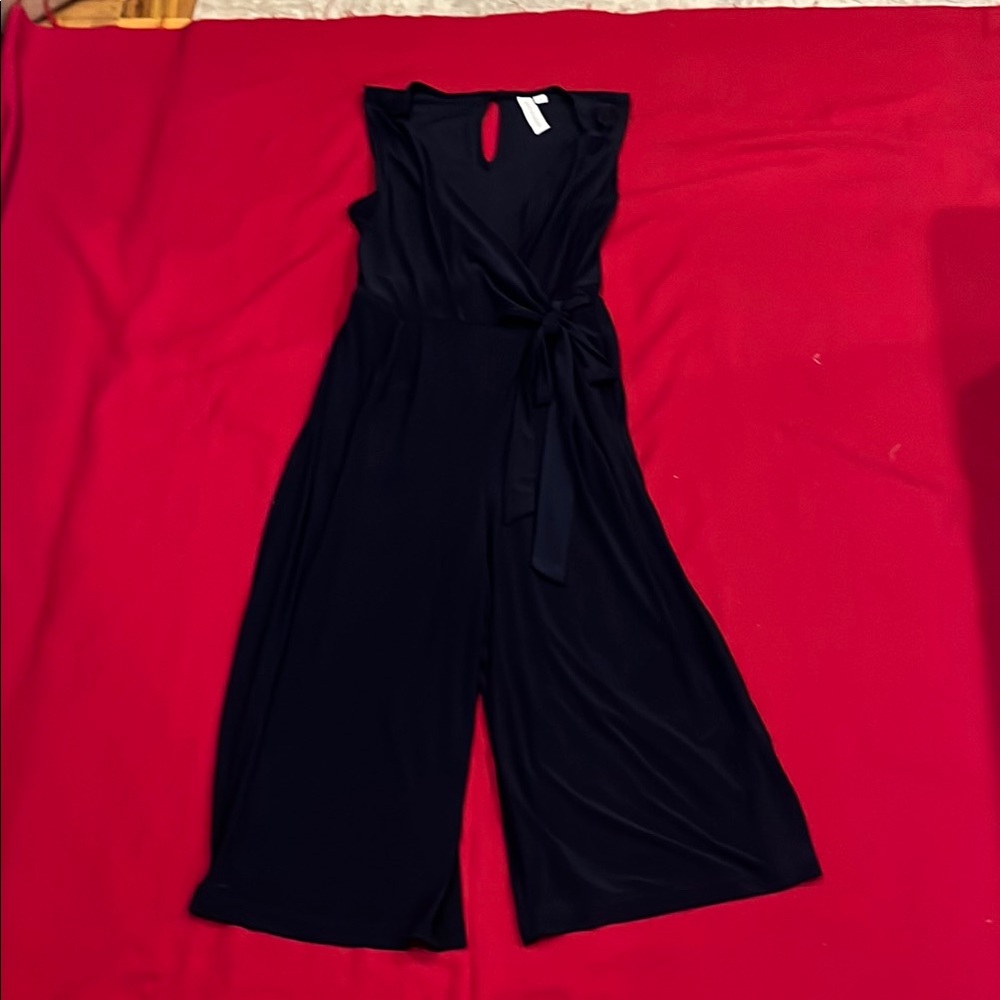 Emma & Michele Black Wrap-Style Jumpsuit with Palazzo Legs
